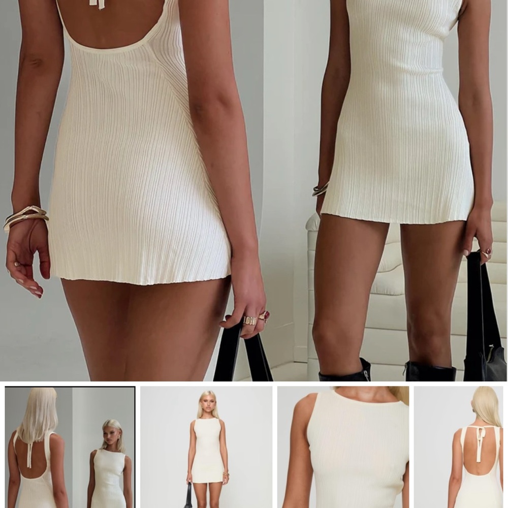 Elegant White Ribbed Mini Dress